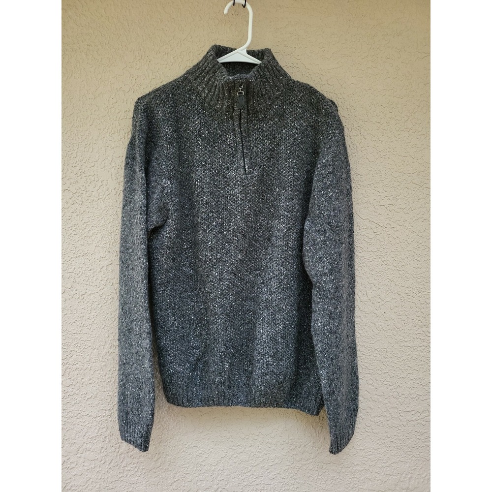 Luca Nobili Men's Mock Neck 1/4 Zip Sweater Pullover Gray Wool Blend Italy Sz XL